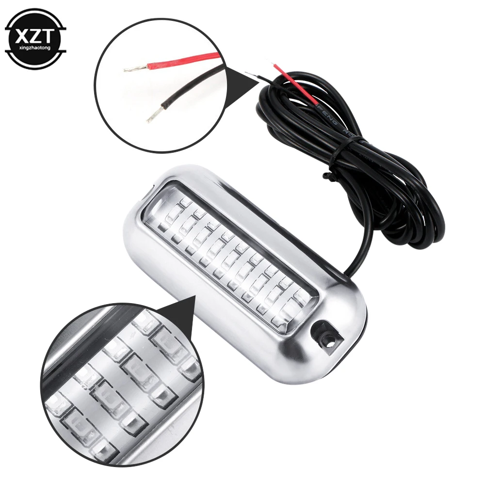 27LED 12V Boat Transom Light Underwater Pontoon Marine Ship Boat Accessories Light Stainless Steel Waterproof Marine Light IP68