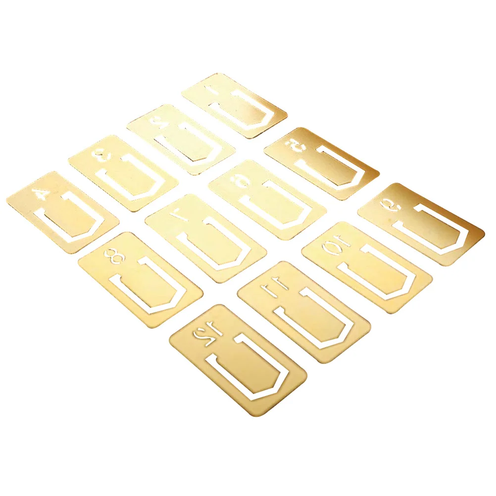

12Pcs Creative Brass Bookmarks Number Pattern Metal Markers for Readers Writers Gifts Metal Book Markers Bookmarks Gifts