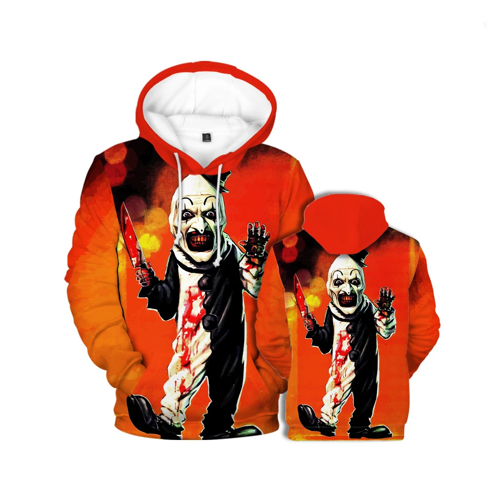 New Terrifier Halloween Horror Movie 3D Print Hoodies Men\'s Hip-hop Hooded Sweatshirts Pullovers Y2k Harajuku Tops Kids Clothing