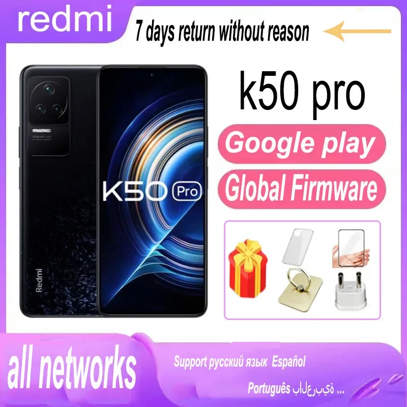 

Smartphone Xiaomi Redmi K50 Pro 5G Global firmware MTK Dimensity 9000 Octa Core 6.67 120W used phone