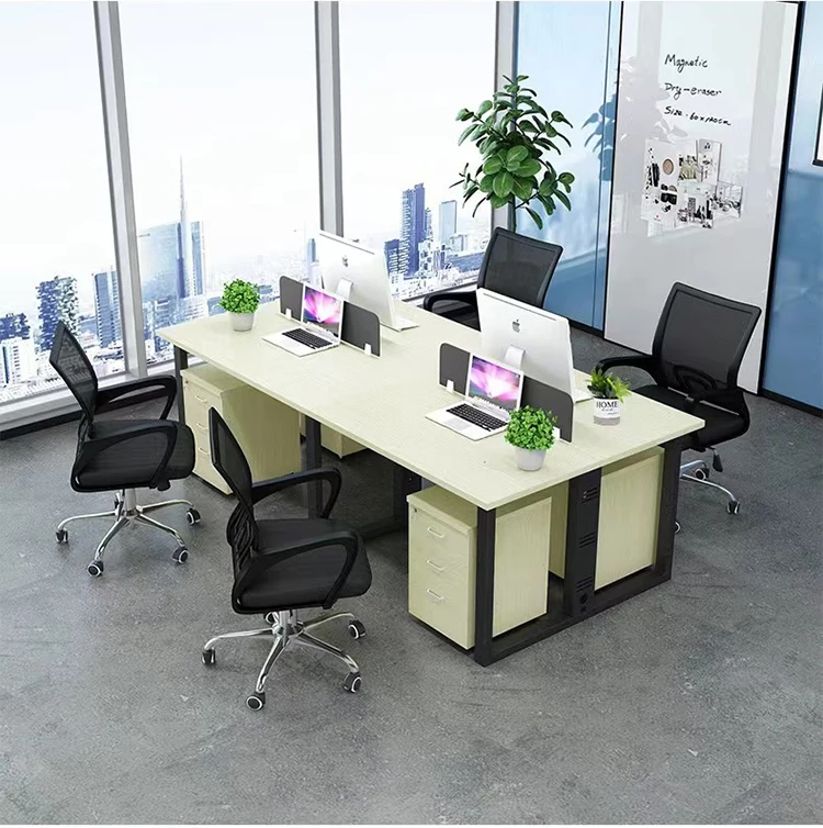 Modern Minimalist Open Work Space Co Working Workstation White 2 4 6 Person Office Work Station for Staff