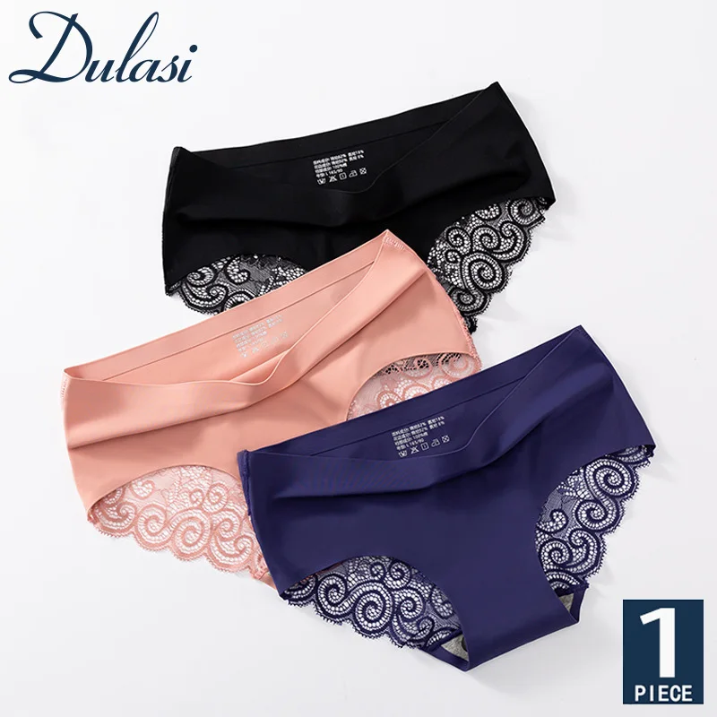 

Solid Sexy Traceless lace women's Panties ultra-thin comfortable skin friendly simple mid waist Cotton crotch briefs 1pcs