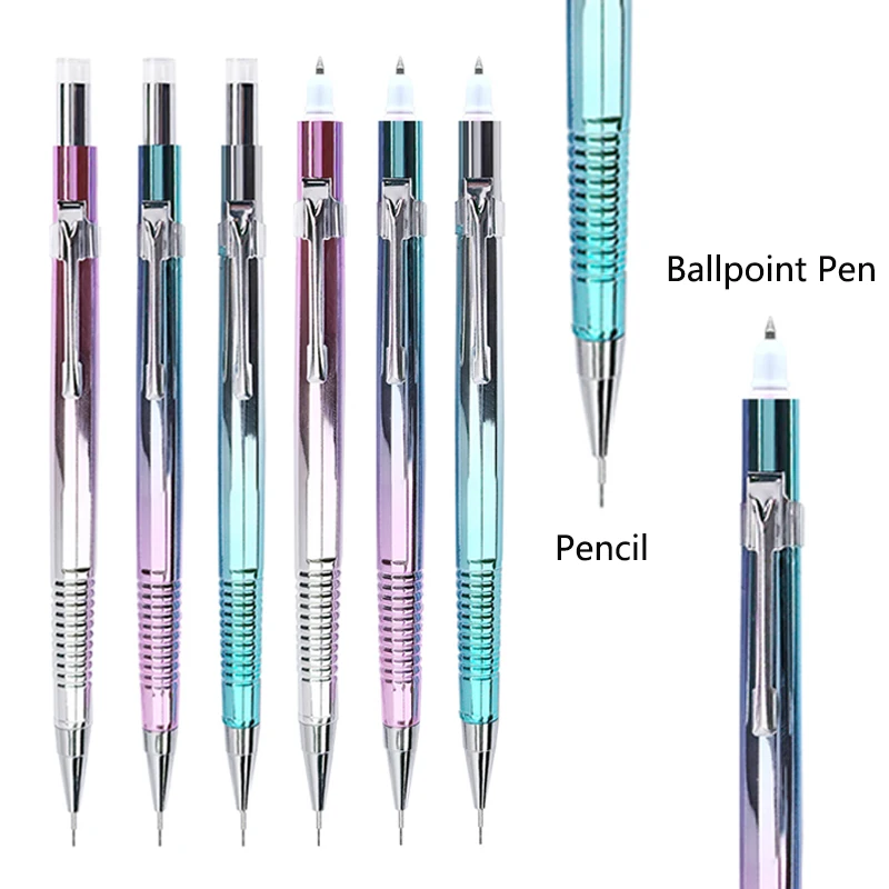 Creative Pencil Ballpoint Pen 2 In 1 Blue Ink 0.3 0.5 0.7 0.9mm Mechanical Pencil Multi Functional Writing Stationery Supplies