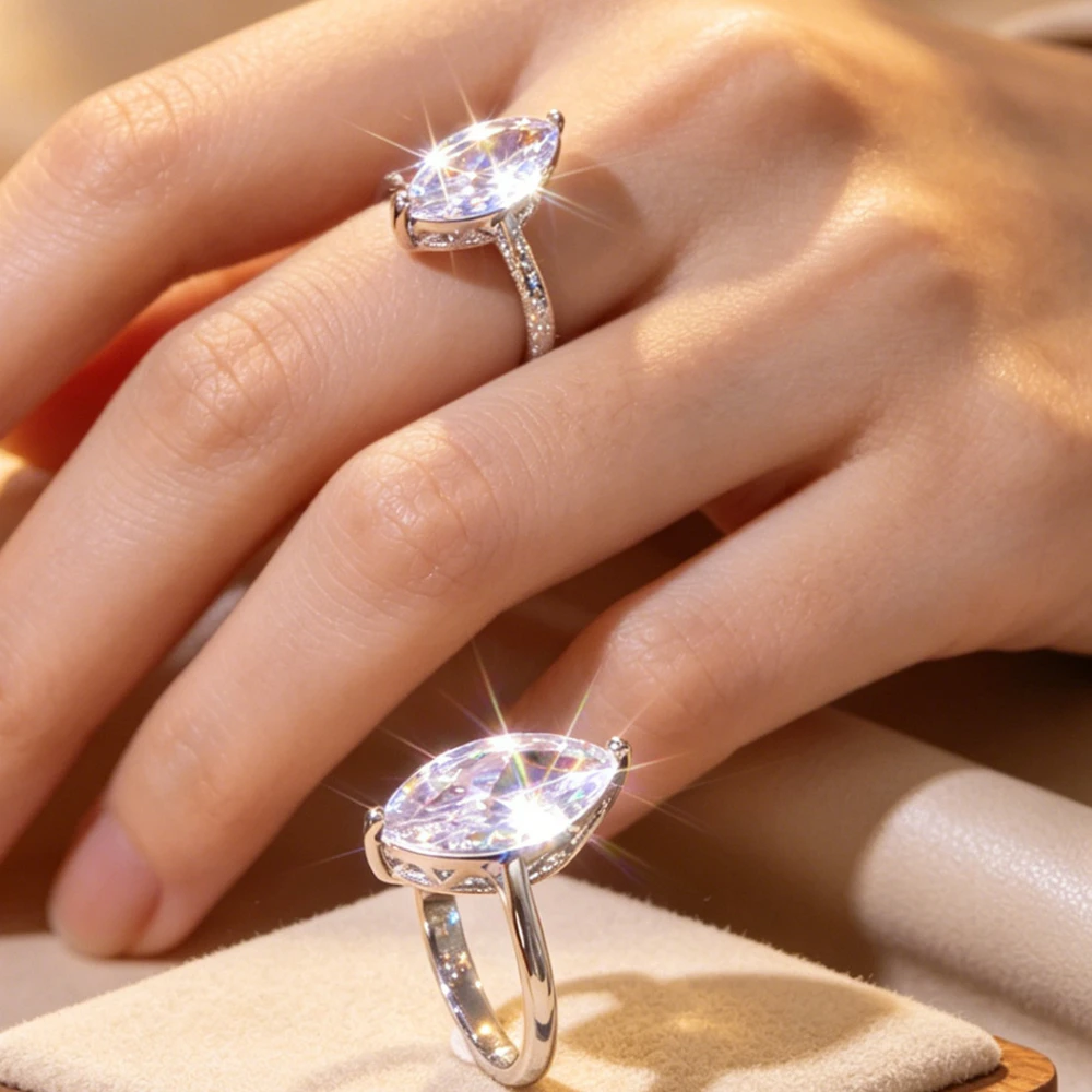 1PC Lady Ma Eye-shaped Zirconite Ring - A Light Luxury, Small-Scale Design-Inspired Silver Color Ring with Versatile High-Class Appeal. An Ideal Gift for Engagement, Proposal, as Well as for Friends, Spouses, Loved Ones, or Mothers.