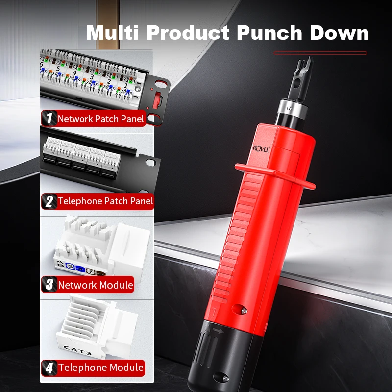 ROVLL Punch Down Tool 110 Dual-Head Blade Wire Cutter for RJ45 Keystone Jack Network Cable Patch Panel Telephone Module