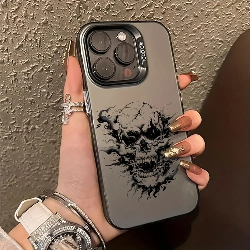

Dark Skull Face Mobile Phone Case anti-fingerprint Phonecase for iPhone 16 15 14 13 12 11 Pro/ Max/Plus shock-proof rear cover
