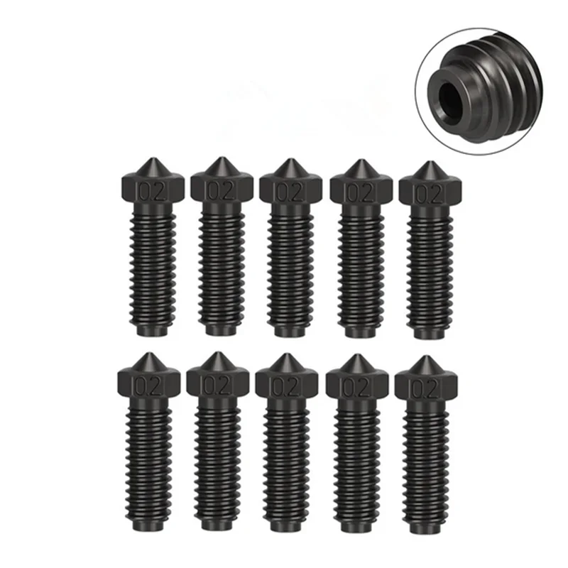 5pcs Hardened Steel Nozzles Ender 3 Volcano Extended Nozzle 1.75mm Filament Hard Steel 3D Printer Parts