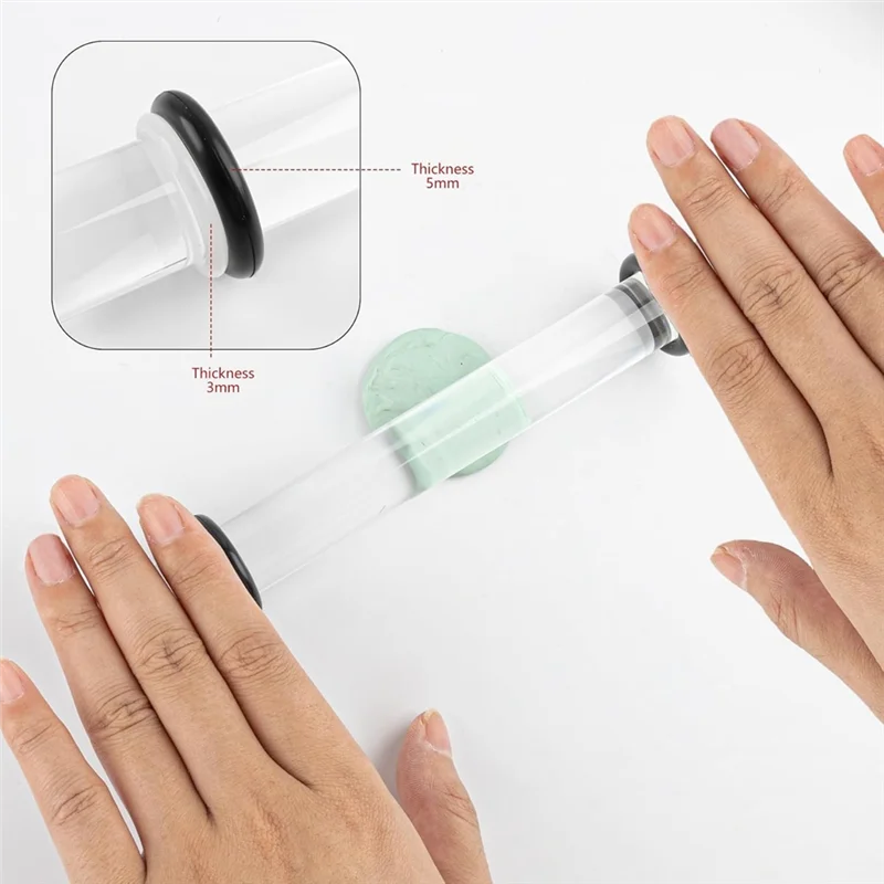 ABFS 4er-Pack Nudelholz aus Acrylton, Acrylstab mit Dickenring, rollender Tonstab für handgefertigte DIY-Polymer-Ton