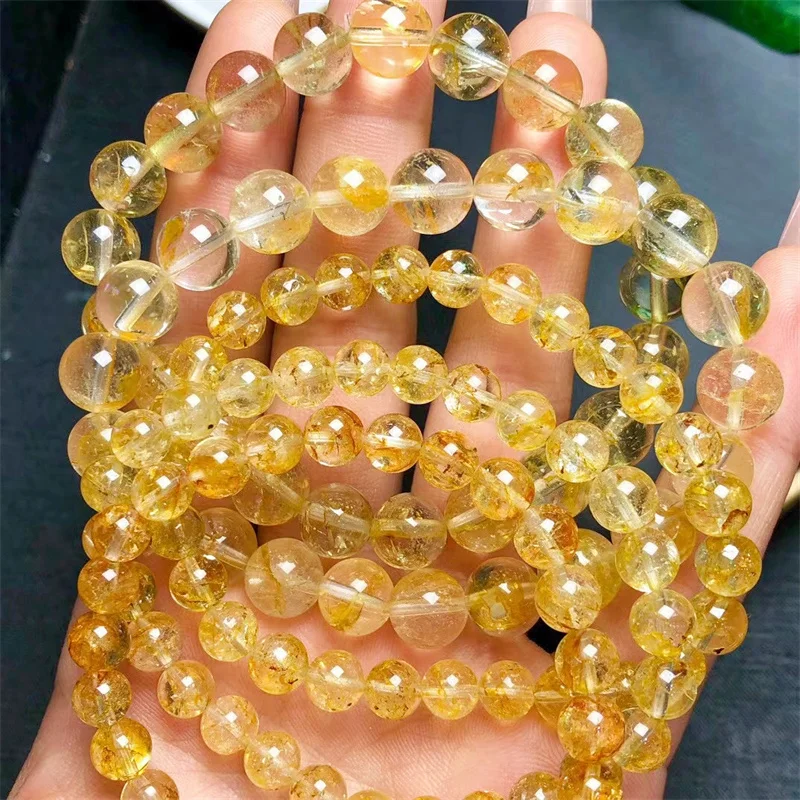 Natural Osmanthus topaz bracelet Wealth Beads Crystal Quartz Fashion Jewelry Gift For Women 1pcs 6/8MM