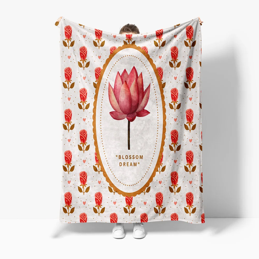 

Уютное флисовое одеяло с красной розой и цветочным принтом для дивана-кровати, украшение для спальни, подарок