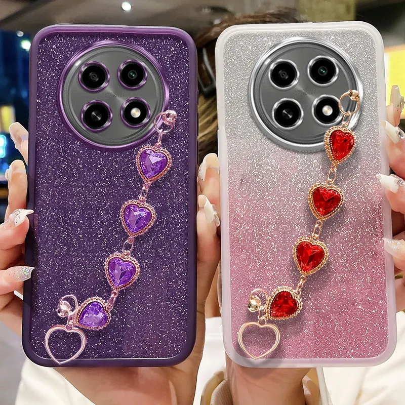 

Luxury Bracelet Case For OPPO Realme 13+ Bling Glitter Shockproof Cover For Realme 13 12 11 pro plus 12x C65 Reno8pro Cases Cute