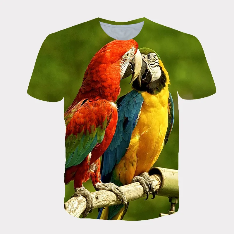 Men Casual Birds Graphic T Shirts Simple Comfortable Summer Round Neck Short Sleeve 3D Parrot Phoenix Printed T-shirt Tee Tops