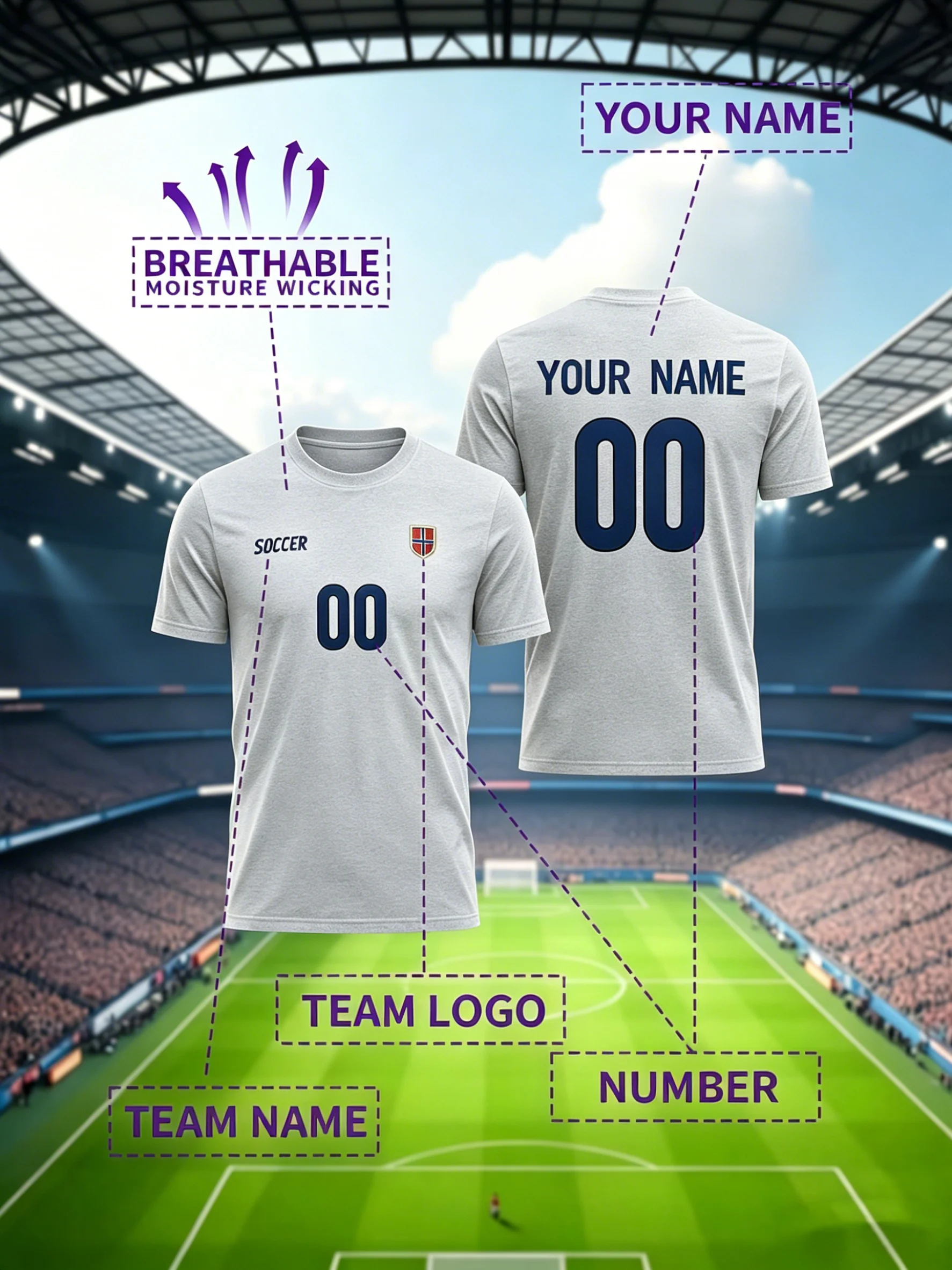 Passen Sie das Muster Ihrer Lieblings-Fußballmannschafts-Spielerbekleidung individuell an. Personalisiertes, modisches Baumwoll-T-Shirt, lässiges, lockeres Sport-Top, weiches T-Shirt – Detail 17