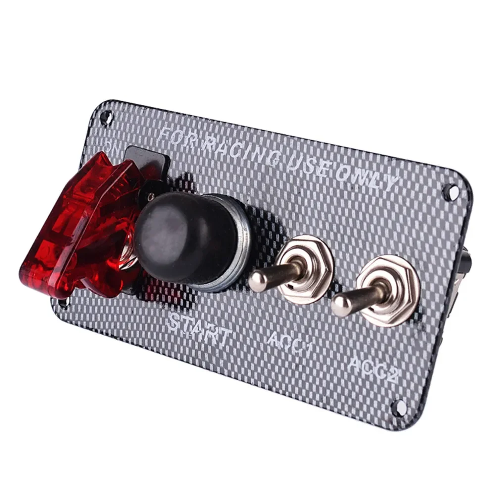 New High Quality Durable Racing Style Car 12V Ignition Switch Engine Start Push Button 3 Toggle Panel with Indicator Light DIY