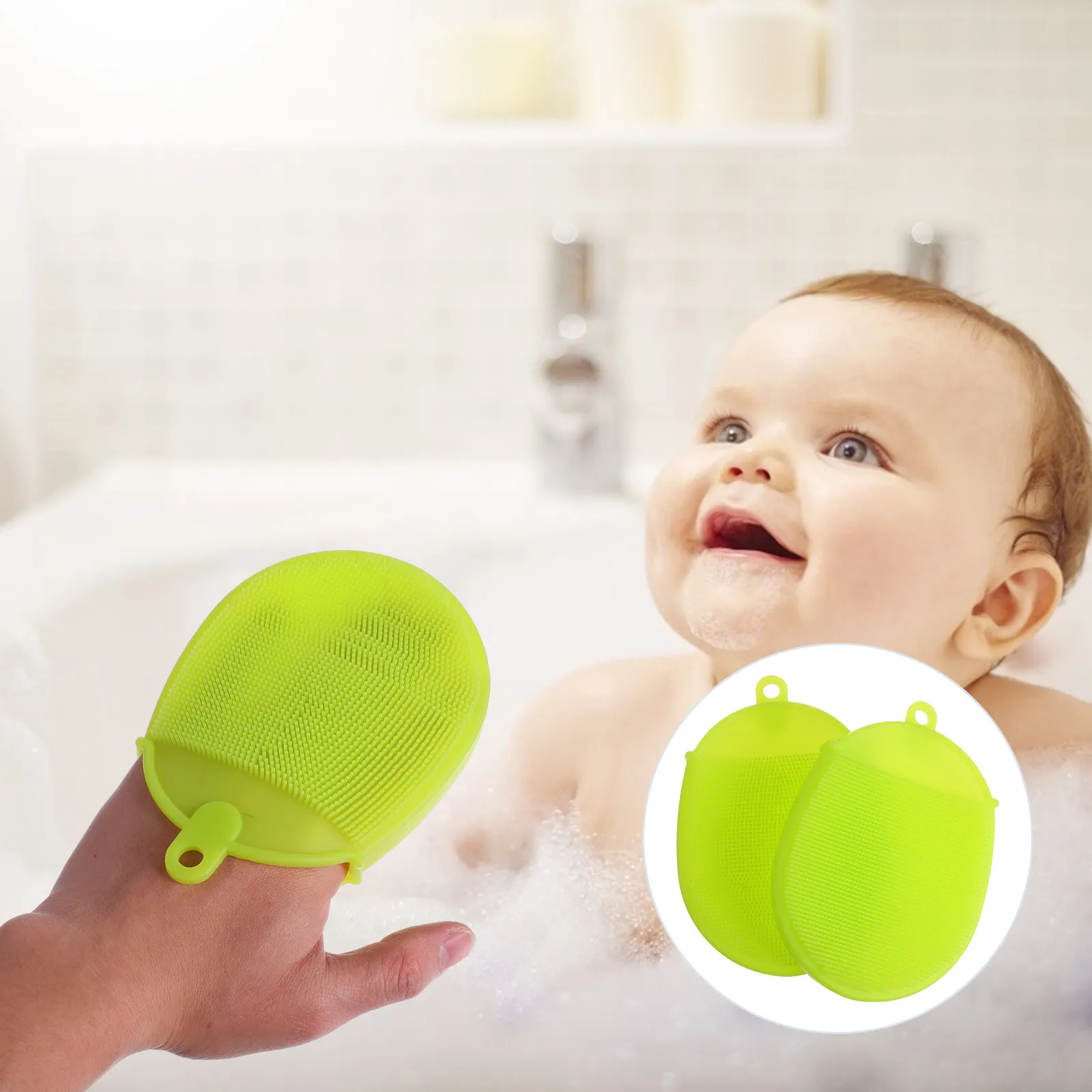 2Pcs Silicone Shower Brush Body Cleaning Scrubber Massage Bath Brush Soft Safe Scalp Baby Bath Tool Portable Handheld Body