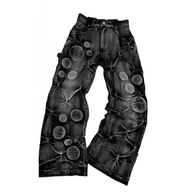 HKSH Spring Autumn New Man's Tide Punk Padded Pants Heavy Washed Faded Vintage Embroidered Casual Chic Ins Punk Techwear HK11113