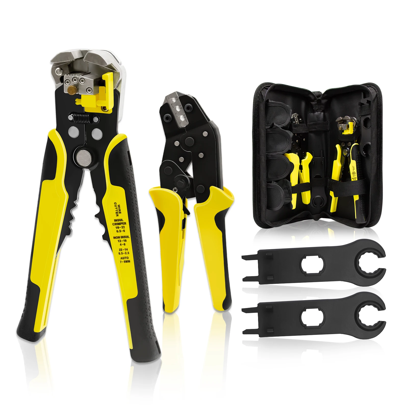 Multifunctional Solar Crimper Tool Kit 2 Pairs of Solar Connector Spanner Wrench for Solar Panel Cable Assembly and Installation