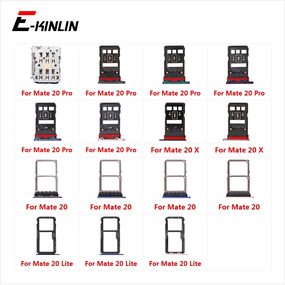 Micro SD Sim Card Tray Socket Slot Adapter Connector Reader For HuaWei Mate 20 Pro X 20X Lite Container Holder Replacement Parts