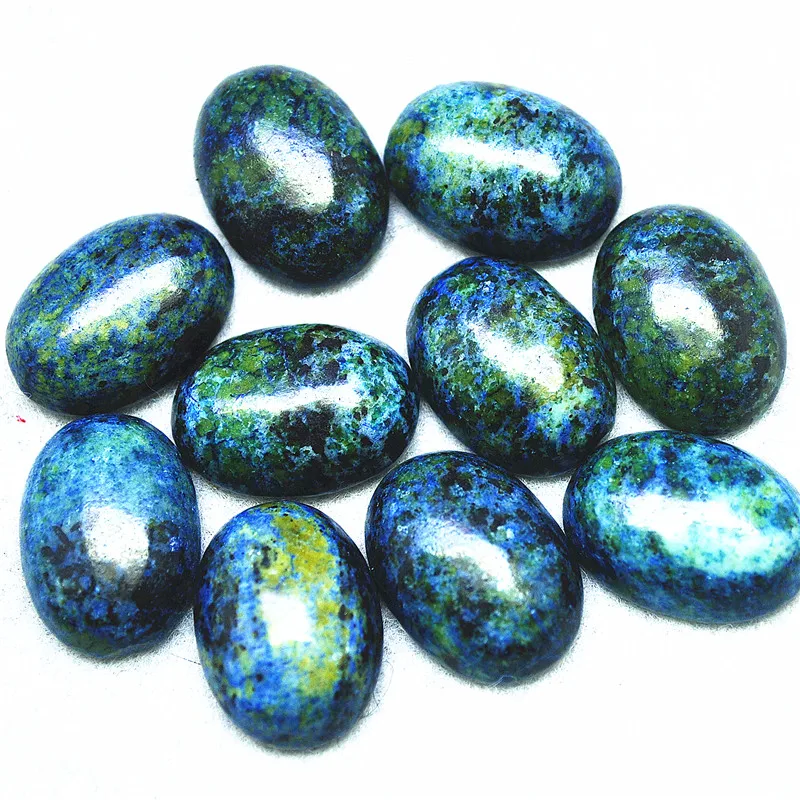 10Pcs Natuur Chrysocolla Gem Stone Kralen Cabochons Geen Gat Ovale Vorm Size 18X25Mm Spacer Kralen Voor hangers Maken