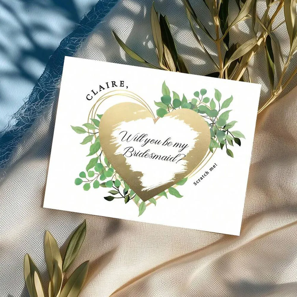 1 Piece of Bridesmaid Invitation Scratch Card—Customizable with Name and Date, Honorary Bridesmaid Wedding Invitation, Bridal Party Game, Will You Be My Bridesmaid? Scratch Off to Reveal the Answer - view 2
