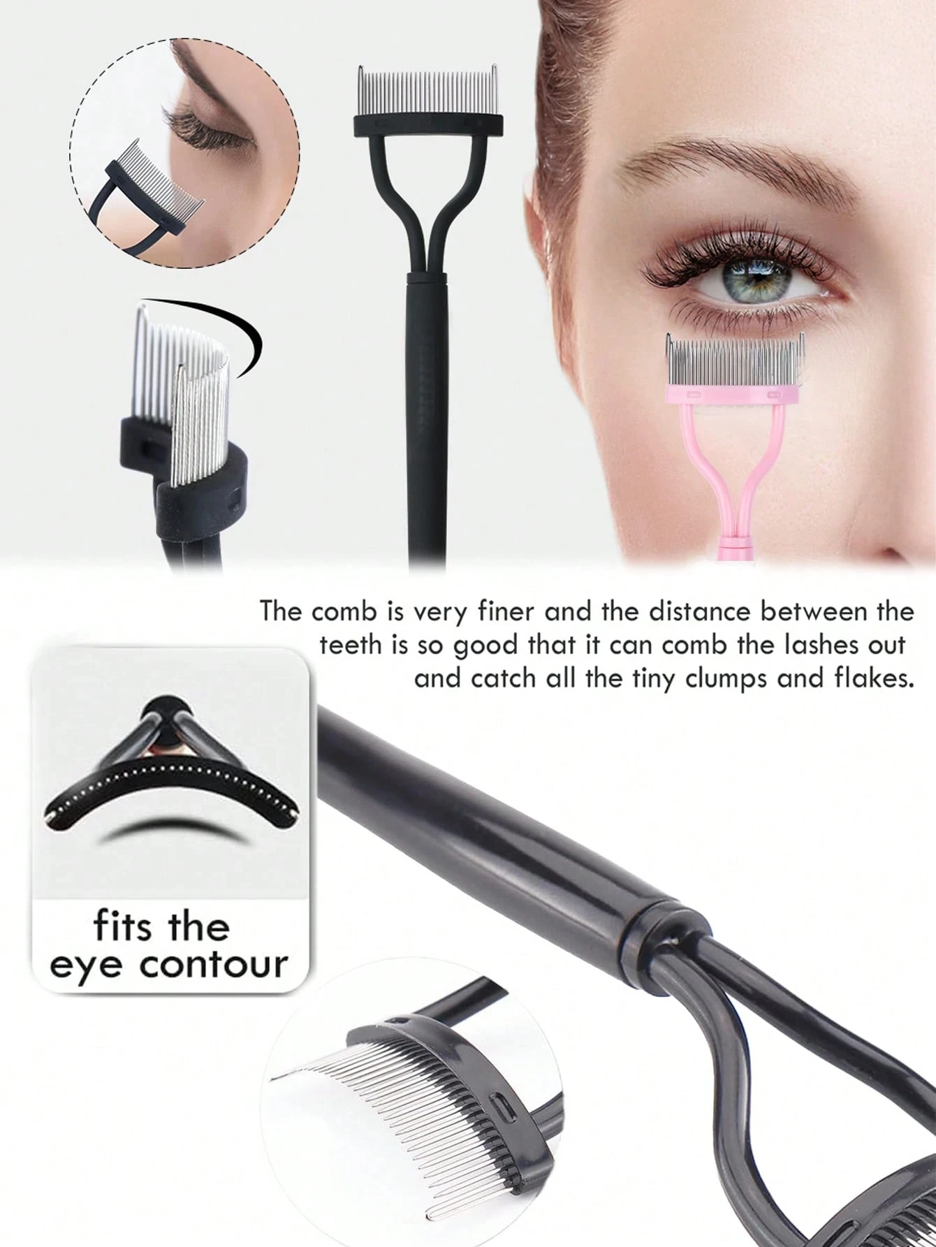 1/2Pcs Wimpern Styling Wimpern Kamm Separator Ergonomische Gebogene Kamm Gürtel Staub Abdeckung Wimpern Separator Hat Klare Wurzeln