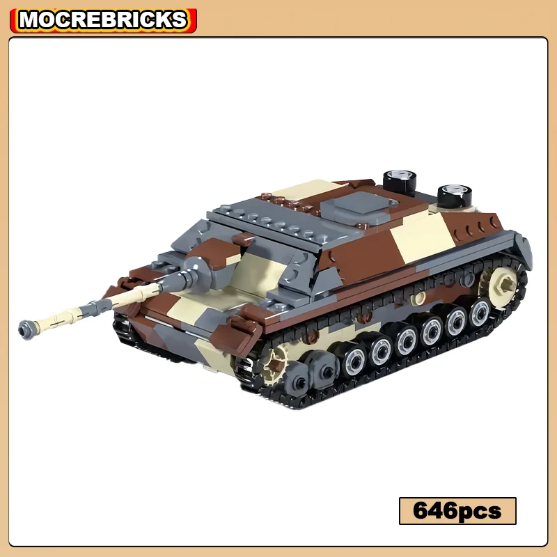 MOC klocki WW2 pistolet samobieżny pojazd opancerzony Jagdpanzer IV L70 wojskowy czołg niszczyciel DIY technologia cegły zabawki