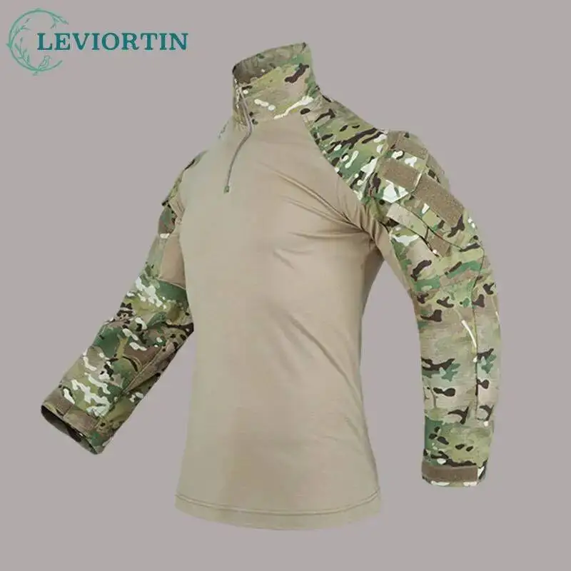 

Men's Military Hunting Breathable Hoodie Camo Outdoor Hiking Army Training G3 Frog Tactical Long Sleeve T-shirt