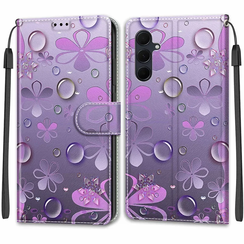 زهرة نمط الوجه حقيبة لهاتف سامسونج غالاكسي A35 A25 A55 5G A15 4G A05 A05S A356 محفظة جلدية الحالات الهاتف حامل غطاء الكتاب أكياس #4