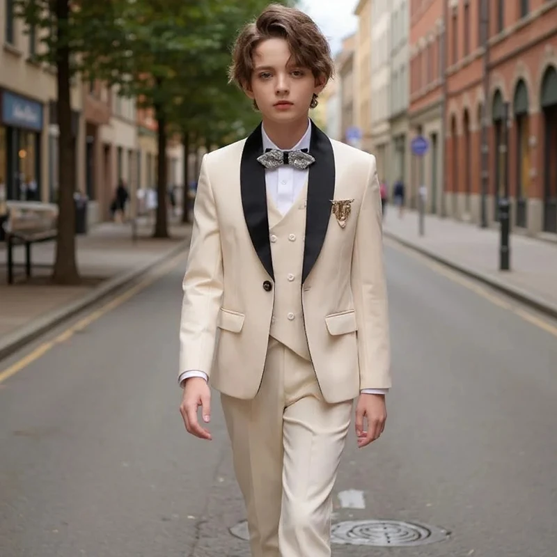 

Classic Luxury Begin Boys 3-Piece Formal Suit Set Shawl Lapel and Long Sleeves Suit Set Regular Length Boys Suit Set for Party