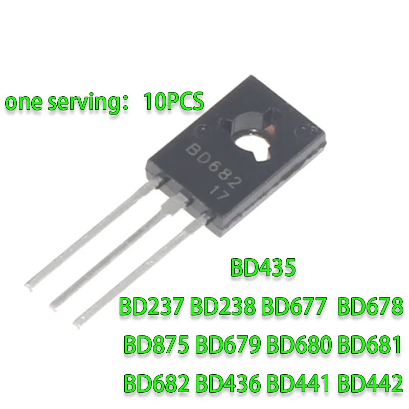 10pcs BD237 BD679 BD680 BD681 BD682 TO-126 BD238 BD677 BD678 BD875 BD435 BD436 BD441 BD442 TO126 Transistor