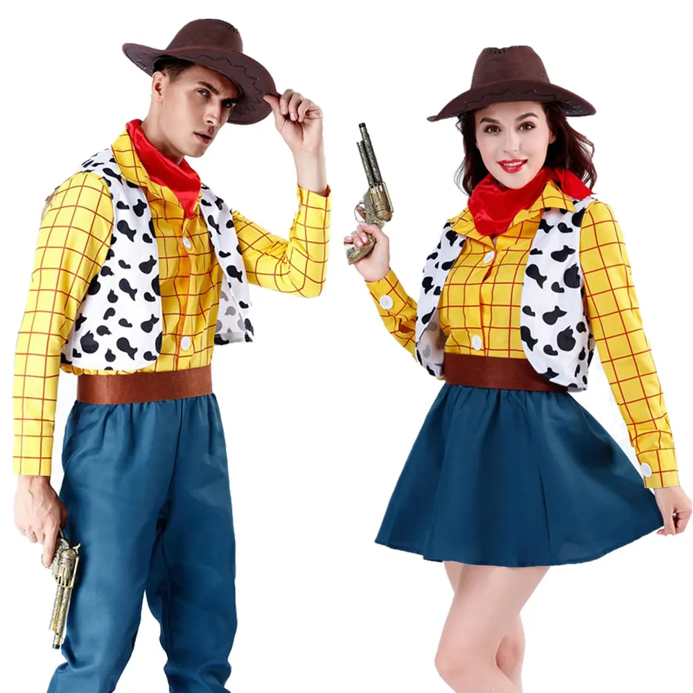 

Halloween Adult Couple's Sheriff Woody Costume Carnival Party Toy Cosplay Story Sheriff Stage Performance Cowboy Fancy Dress