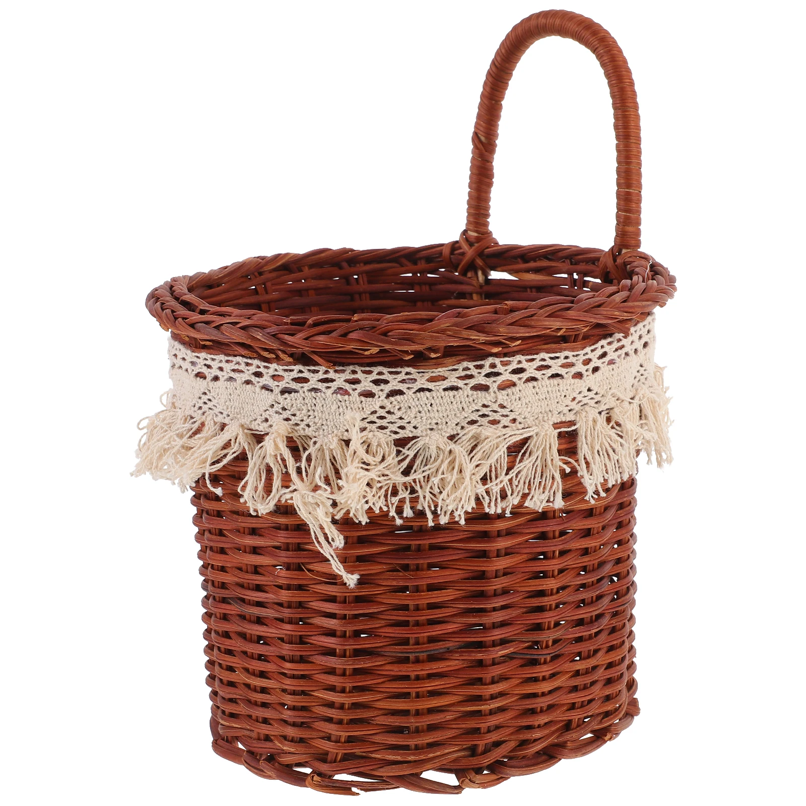 

Chic Japanese Woven Storage Basket Large Wall Hanging Basket with Elegant Tassels for Kitchen Organization