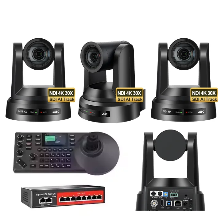 2399 Whole Kit Live Streaming HK630-N=4 pcs NDI HX 4K 30X Zoom PTZ Conference Camera Broadcast AI+NDI Controller