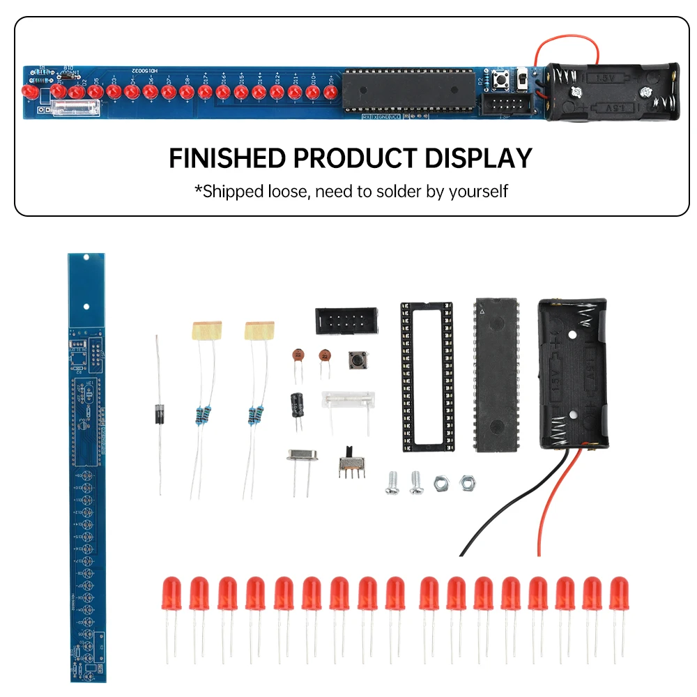 16 Bits POV LED Stick Light Rocker DIY Kit Shaking Shake AT89S52 51 Microcontroller Electronic Solder Kits Welding Training