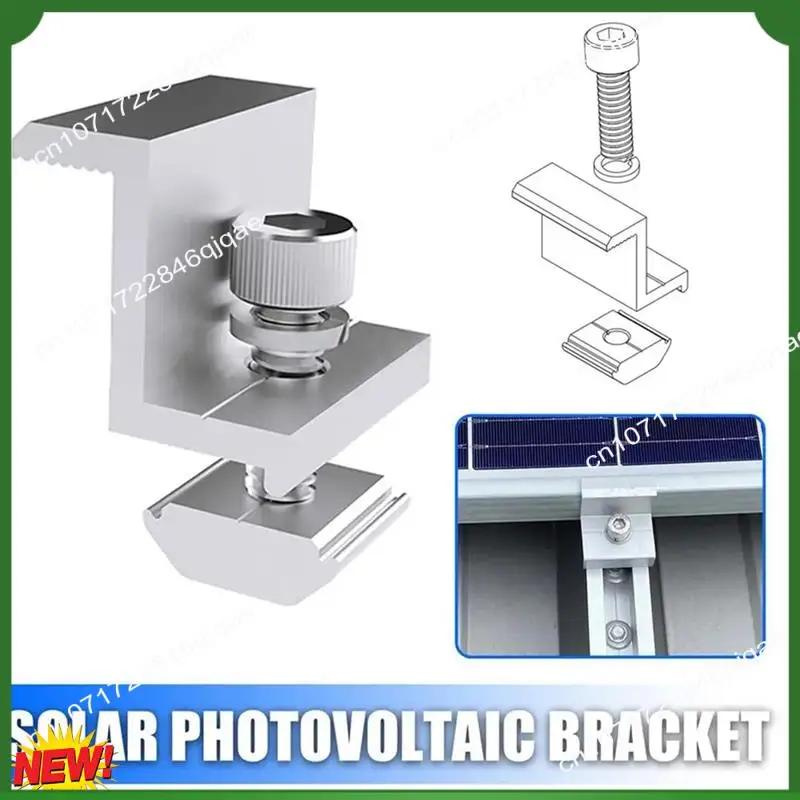

A48I 10Pcs Solar Photovoltaic Bracket Aluminum Alloy Clamp For Solar Module Solar Panel Racking Mounts Accessories PV Clamp