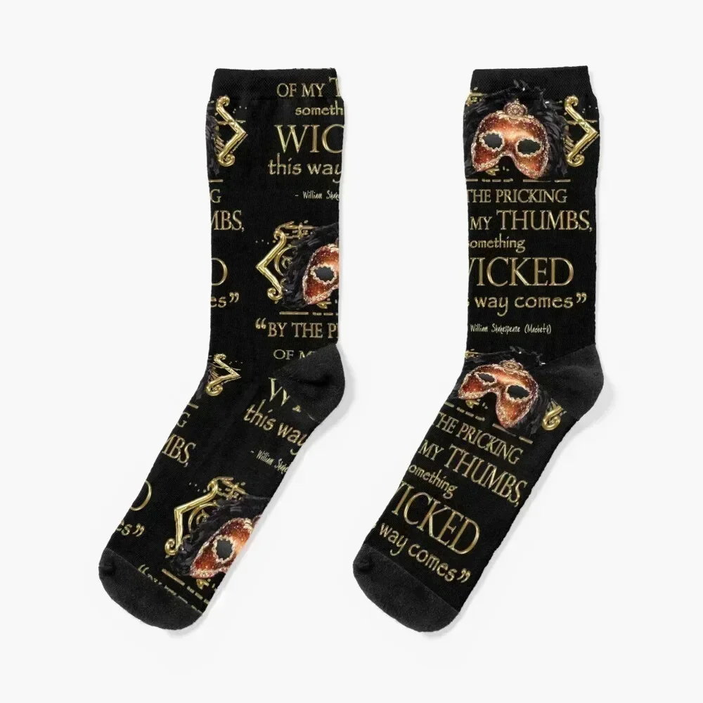 

Shakespeare Macbeth "Something Wicked" Quote Socks ankle funny sock halloween cartoon Women Socks Men's