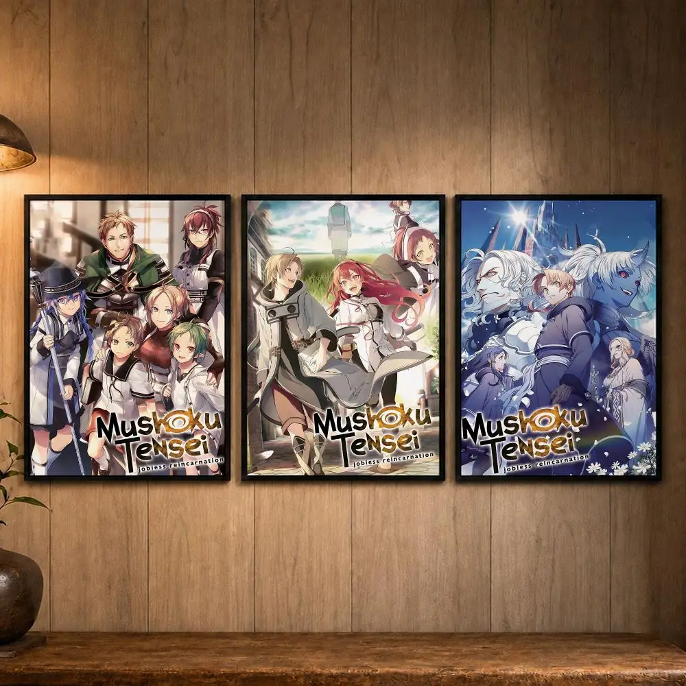 First-edition Anime M-Mushoku Tensei: Jobless ReincarnationS Poster Self-adhesive Art Poster Decoracion Painting Wall Art White