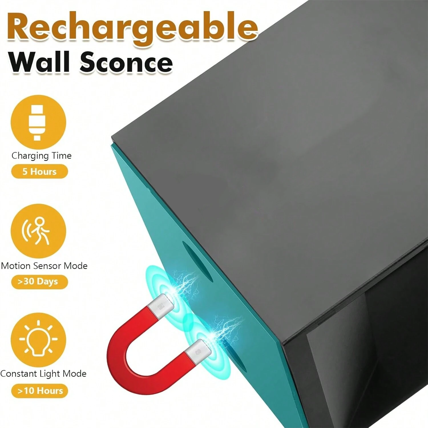 Wireless rechargeable battery powered wall light motion sensor magnetic LED wall light bedroom corridor staircase wall light