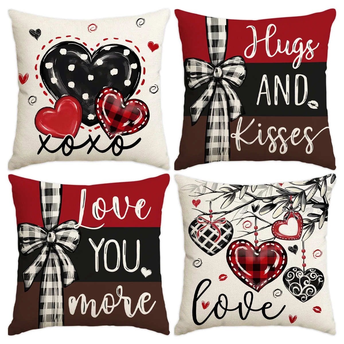 1 Stück/4 Stück Valentinstag-Kissenbezug, geeignet für Valentinstag, Hochzeit, Party-Dekoration, Kissenbezug