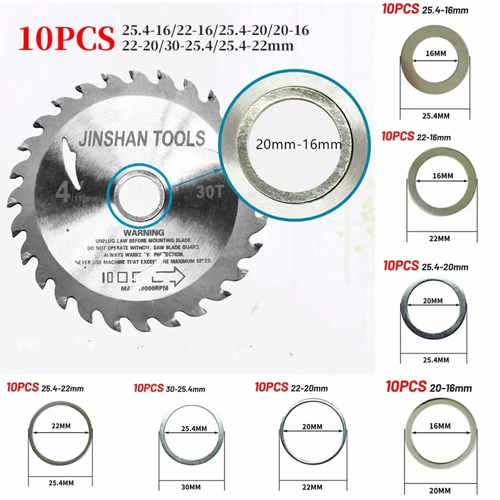 

10pc Circular Saw Blade Reducing Rings Conversion Ring Saw Cutting Washer Inner Hole Adapter Ring Blade Aperture Change Washer