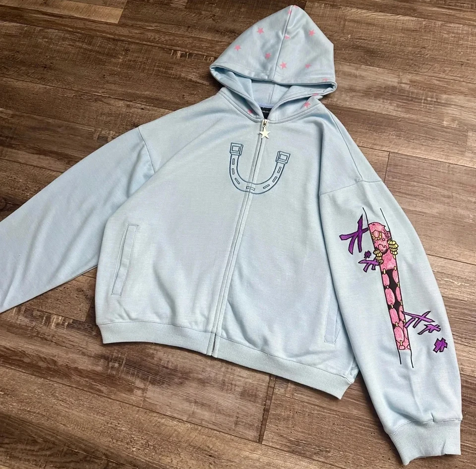 JoJo SBR Johnny Joestar Hoodie Anime Zip Up Jacket Y2K Aesthetic