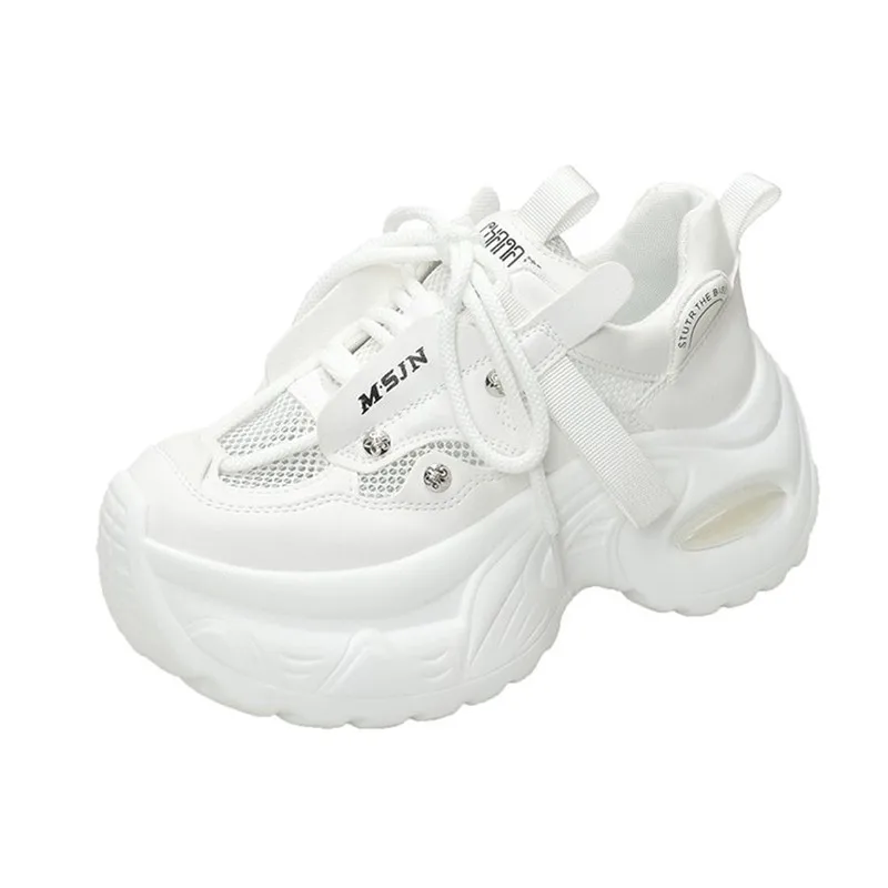 

7.5CM Women Chunky Sneakers Internal High Platform Breathable Mesh Shoes Ladies Wedges Casual Shoes For Woman Sports Dad Shoes