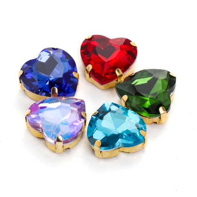 Glitter Big Heart Strass Rhinestone Flat Back Nails Art Glue On Beads Jewelry Making Sewing On Claw Clothes Diamond Accessories