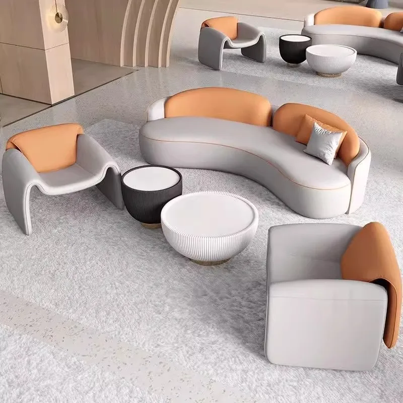 

Nordic style hotel lobby lobby sofa negotiation reception beauty salon exhibition hall lounge area curved sofa
