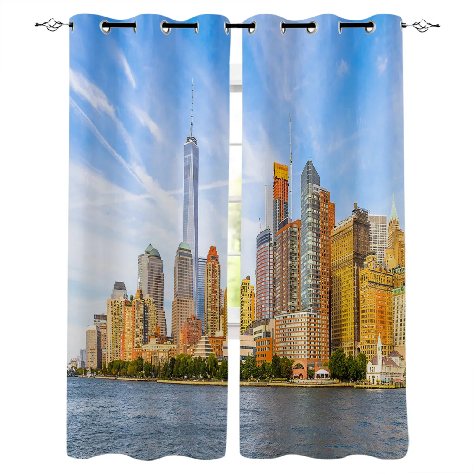 Sky City Building Landscape Blackout Curtains Window Curtains For Bedroom Living Room Decor Window Treatments