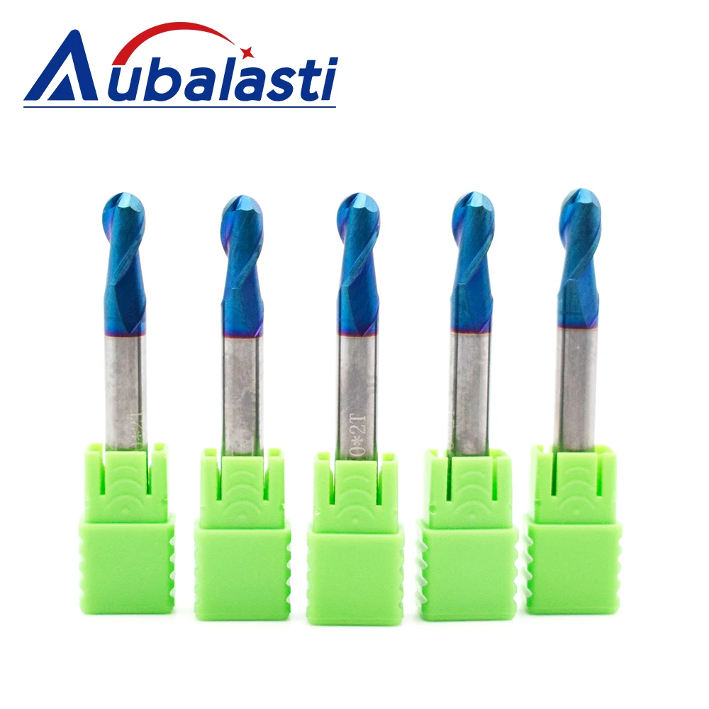 Aubalasti HRC65 2 Flutes Ball Nose End Mill Milling Cutter CNC Router Bits Tools CNC Milling Cutter Bits for Metal Cutting