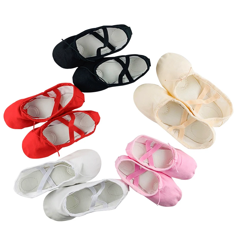 

Black Red Pink White Canvas Flat Yoga Teacher Gymnastic Ballet Dance Shoes Kids Ballet for Girls Women