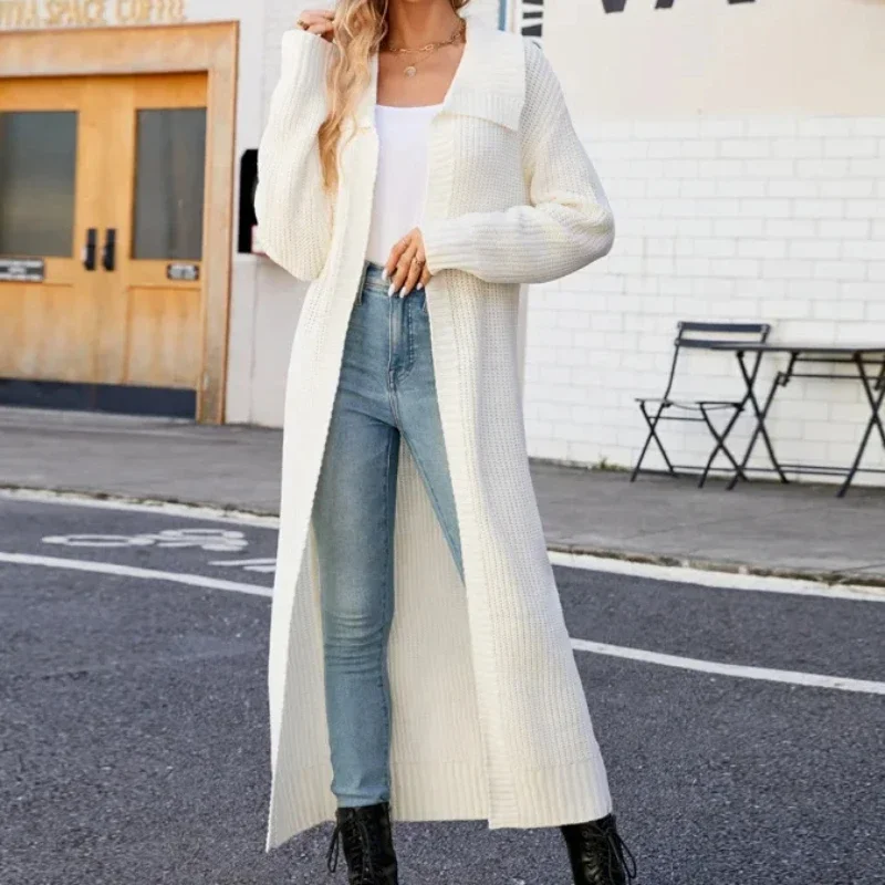 

Long Cardigan Knit Sweater Women Spring Autumn Winter Purple Lapel Loose Maxi Soft Coat Long Knitted Jacket Cardigan Jumpers