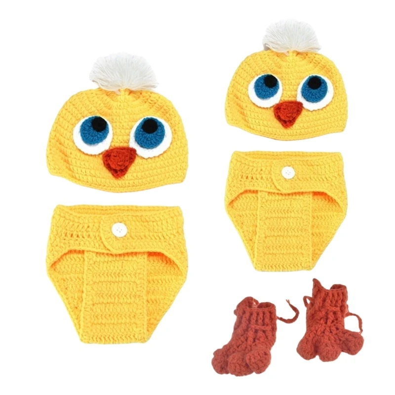 

Baby Photography Costume Duck Pattern Hat Panty and Socks Photo Clothes