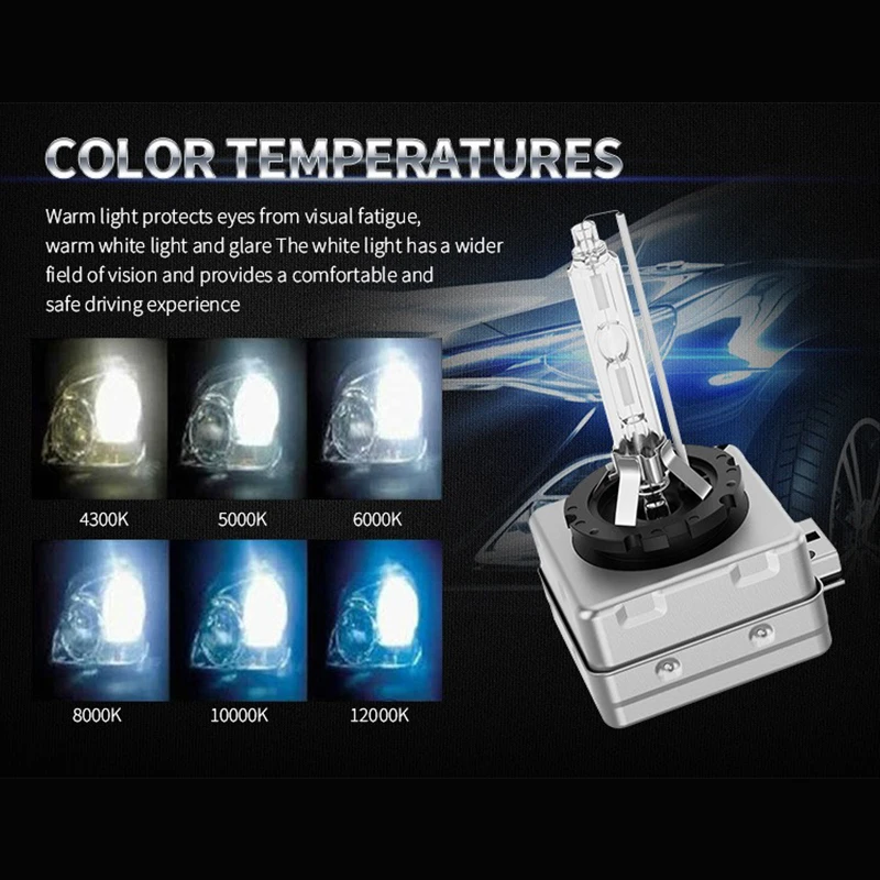 

D Series 35W HID Xenon Car Headlight Bulbs with a Brightness of 8000LM, 3000K 4300K 6000K 8000K 12000K